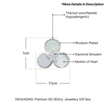 Load image into Gallery viewer, SO SEOUL Claire Mother of Pearl Three Flower Petal Diamond Simulant Stud Earrings