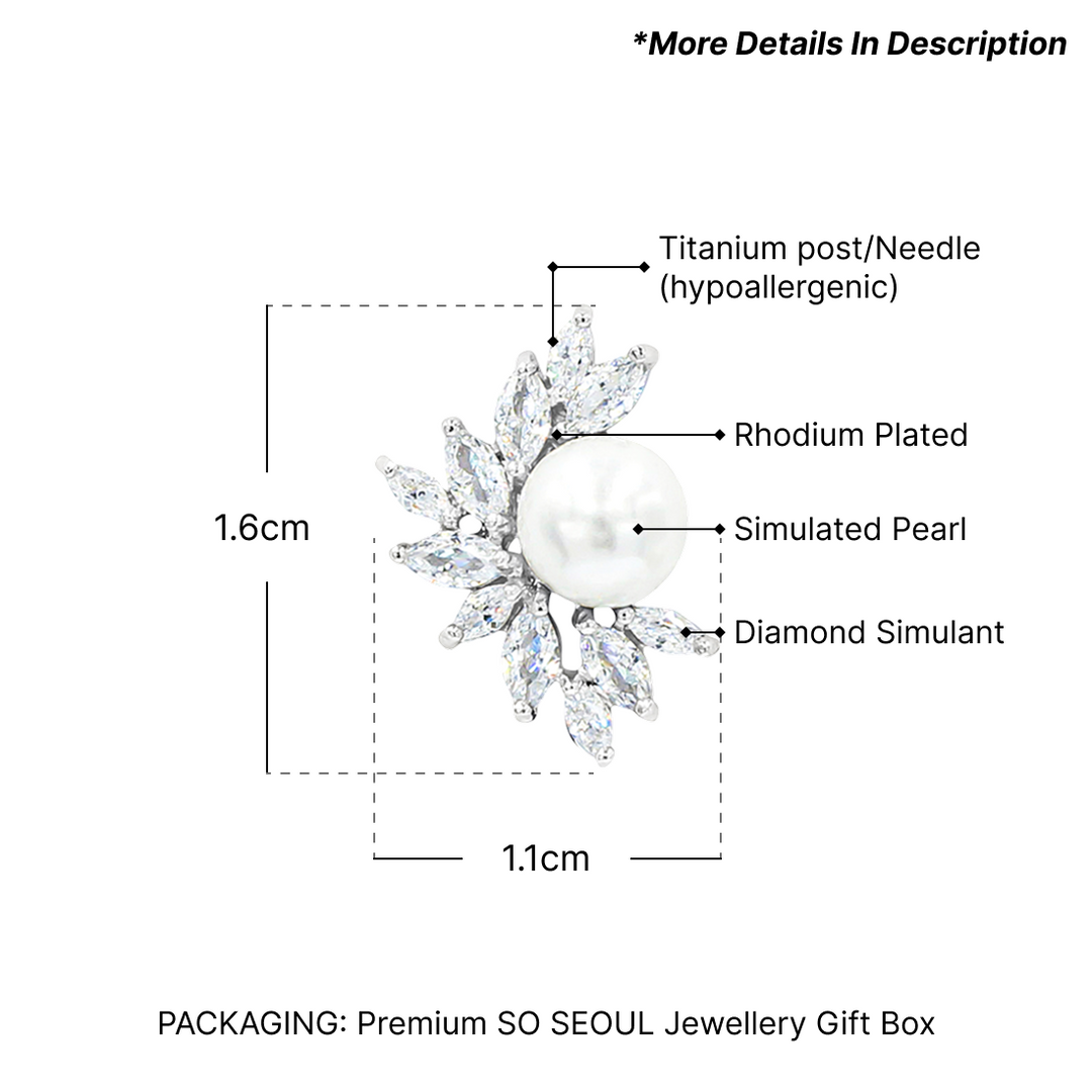 SO SEOUL Everleigh Marquise-Cut Cubic Zirconia Diamond Simulant and Pearl Half-Moon Earrings