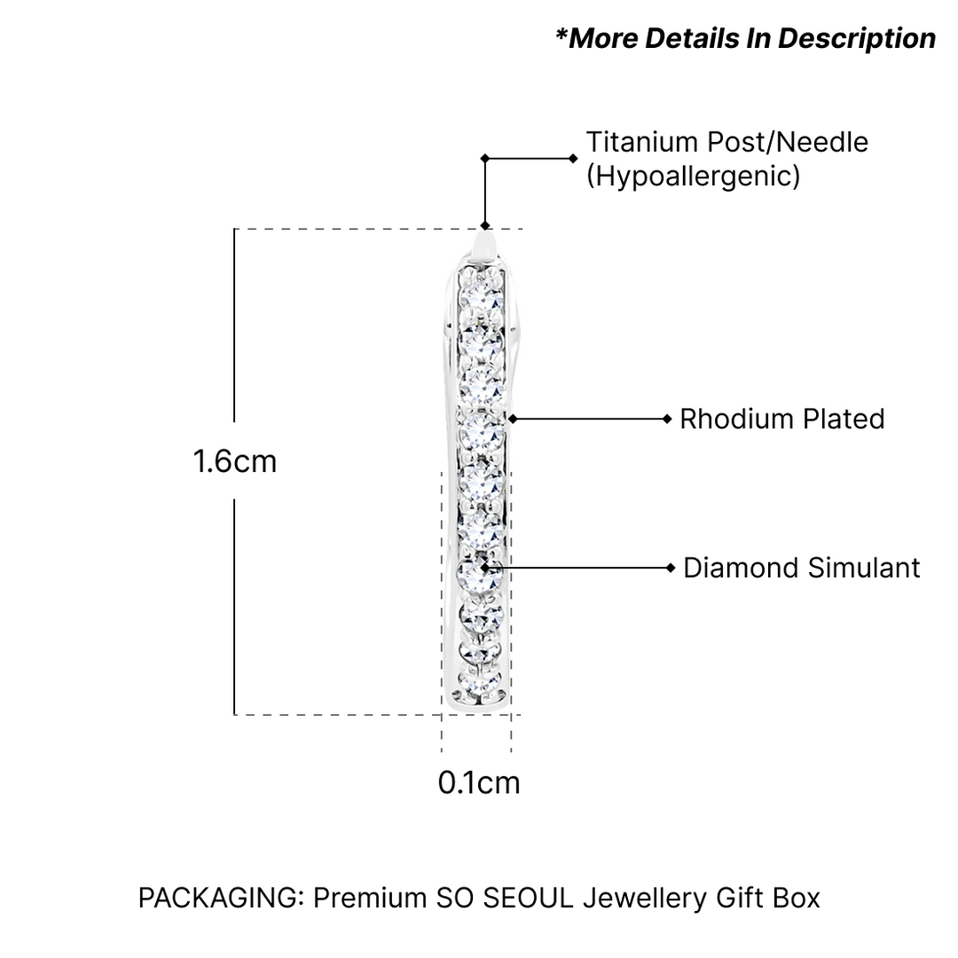 SO SEOUL Harley Huggie Slender Oblong Diamond Simulant Cubic Zircon Hoop Earrings