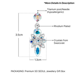 Load image into Gallery viewer, SO SEOUL Enchanted Marquise Cut Aurore Boreale Swarovski® Crystal Chunky Long Dangling Pierced Stud Earrings