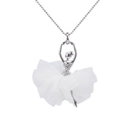 SO SEOUL Ballerina Dancer Ballet Austrian Crystal Organza Dress Pendant Long Necklace-Gift for Girls