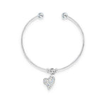 Load image into Gallery viewer, SO SEOUL Krissy Swarovski® Aurora Borealis Crystal Charm Cuff Bangle - Adjustable with Cube, Sphere, and Heart Dangles
