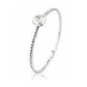 SO SEOUL Carina Cushion Moonlight/Light Sapphire Shimmer Swarovski® Crystal Spiral Open-End Bangle