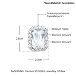Load image into Gallery viewer, SO SEOUL Emerald-Cut Halo Diamond Simulant Cubic Zirconia Stud Earrings