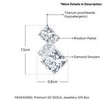 Load image into Gallery viewer, SO SEOUL Athena Emerald Zigzag Square Diamond Simulant Zircon Pierced Stud Earrings
