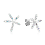 Load image into Gallery viewer, SO SEOUL Starfish White Pearl and Aurore Boreale Austrian Crystals Stud Earrings
