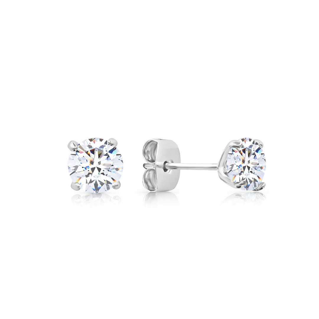 SO SEOUL Athena Brilliant Cut 0.1-2.5 CARAT Solitaire Round Diamond Simulant Cubic Zirconia Stud Earrings