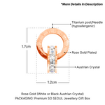 Load image into Gallery viewer, SO SEOUL Roman Numeral Emerald Square White/Black Austrian Crystal Rose Gold Pierced Stud Earrings
