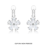 Load image into Gallery viewer, SO SEOUL Leilani Floral Diamond Simulant Cubic Zirconia  Dangle Hoop or Clip-On Earrings
