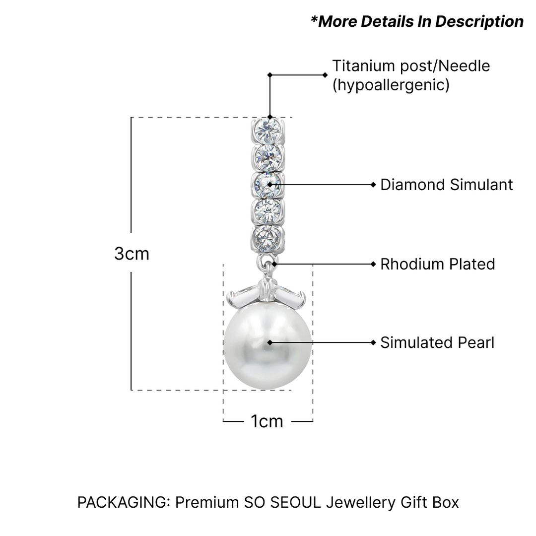 SO SEOUL Everleigh Pearl and Diamond Simulant Zirconia Drop Earrings and Pendant Necklace Set