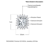 Load image into Gallery viewer, SO SEOUL Halo Emerald-Cut Diamond Simulant Cubic Zirconia Rectangle Stud Earrings