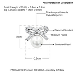 Load image into Gallery viewer, SO SEOUL Elegant Ribbon Bow Chic Pearl and Diamond Simulant Cubic Zirconia Stud Earrings