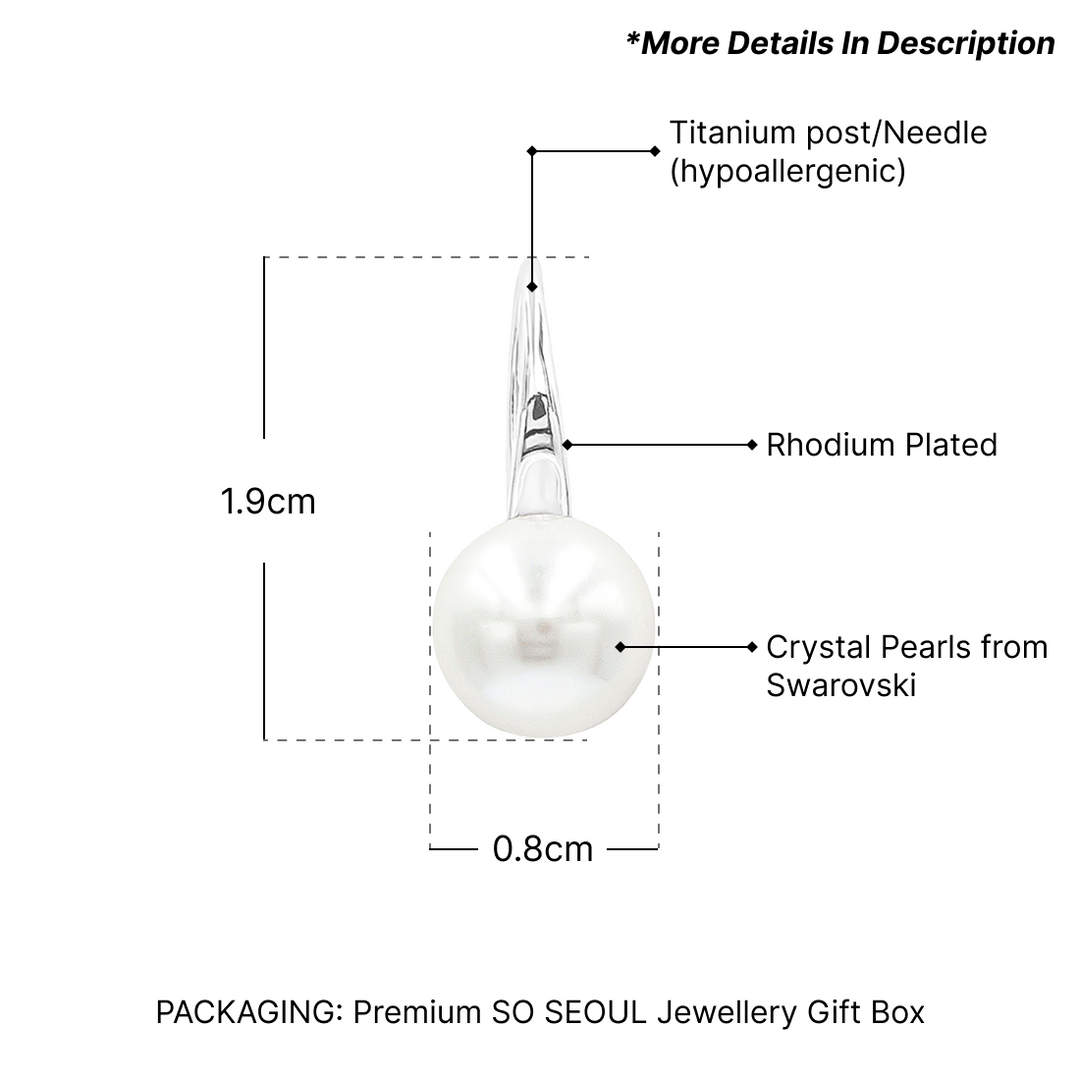 SO SEOUL Exquisite Swarovski® White Crystal Pearl Hook Earrings