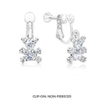 Load image into Gallery viewer, SO SEOUL Charming Teddy Bear Diamond Simulant Cubic Zirconia Hoop or Clip-On Earrings
