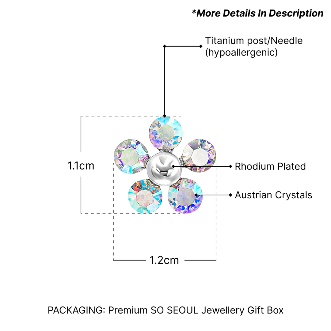 SO SEOUL Kaleidoscope Floral Blossom Opaline Austrian Crystal Stud Earrings