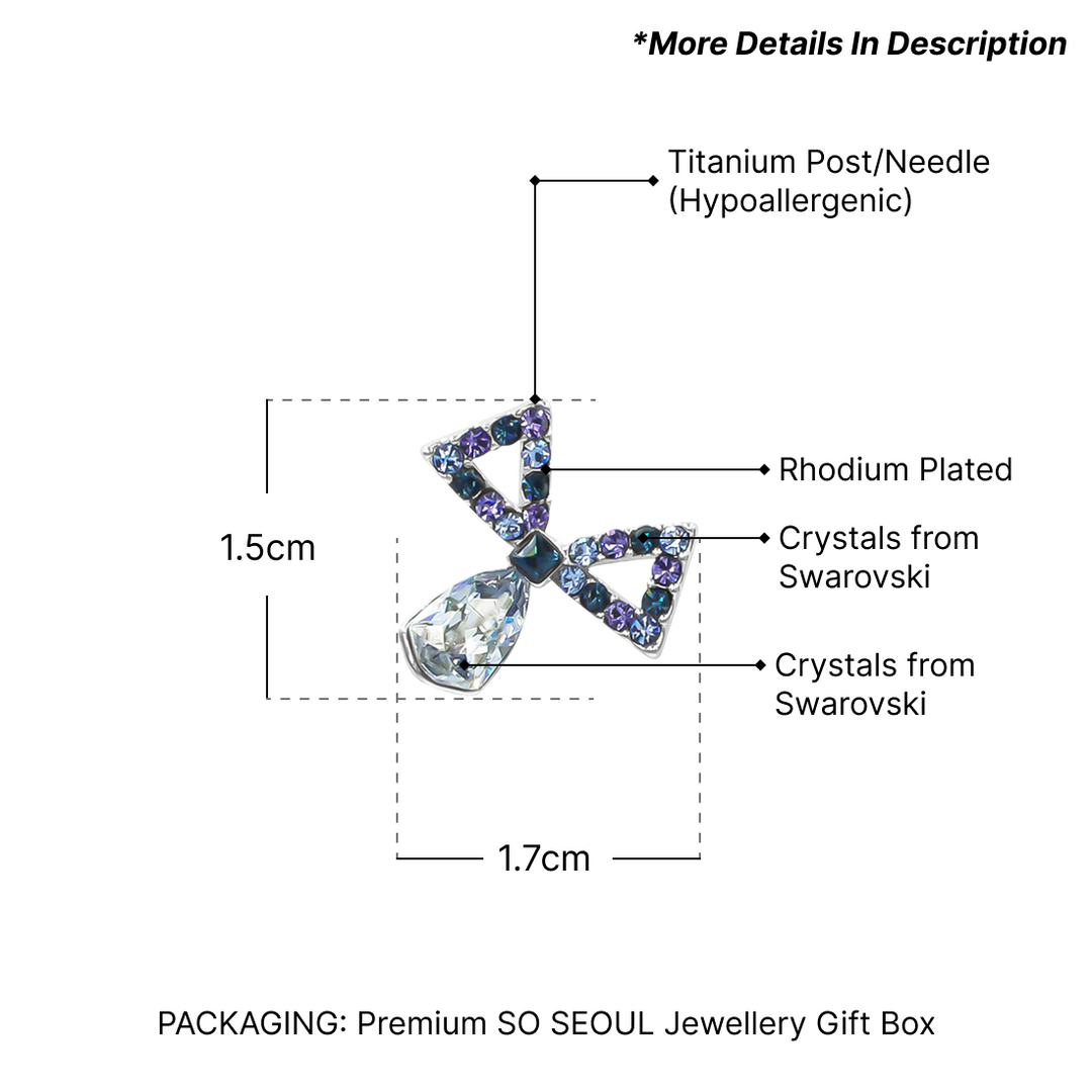 SO SEOUL Windmill Charm Blue Swarovski® Crystal Stud Earrings