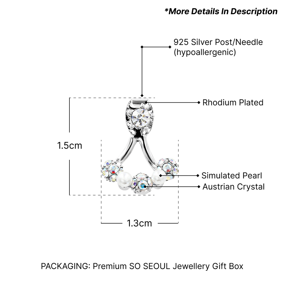 SO SEOUL Pearl and Aurore Boreale Austrian Crystal Lollipop Silver Dangle Earring Jackets